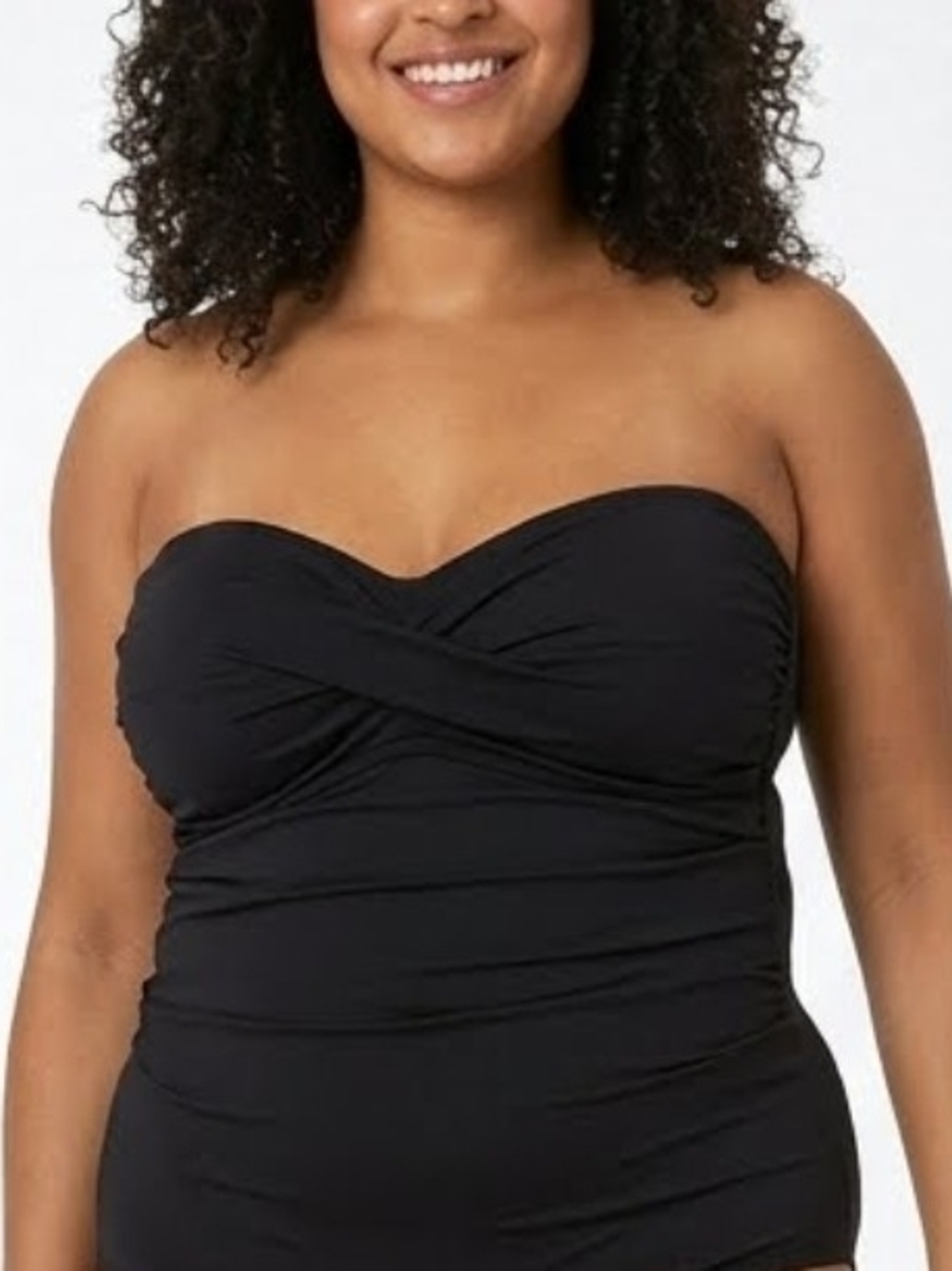 NWT 2Bamboo Bra Sized Swimwear Underwire Black Top 36D | L